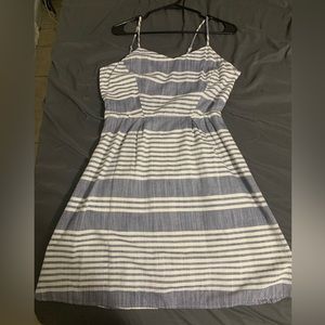Blue and white striped spaghetti strap dress